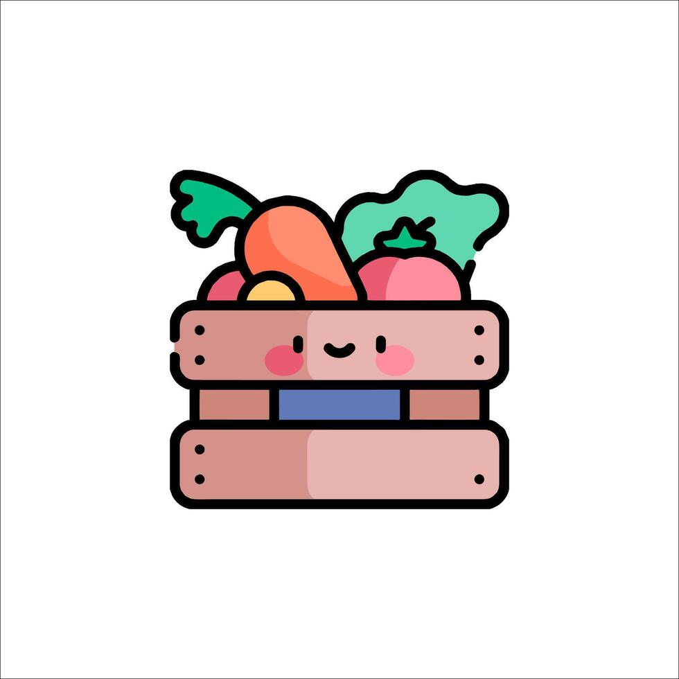 A cartoon box with vegetables inside vector