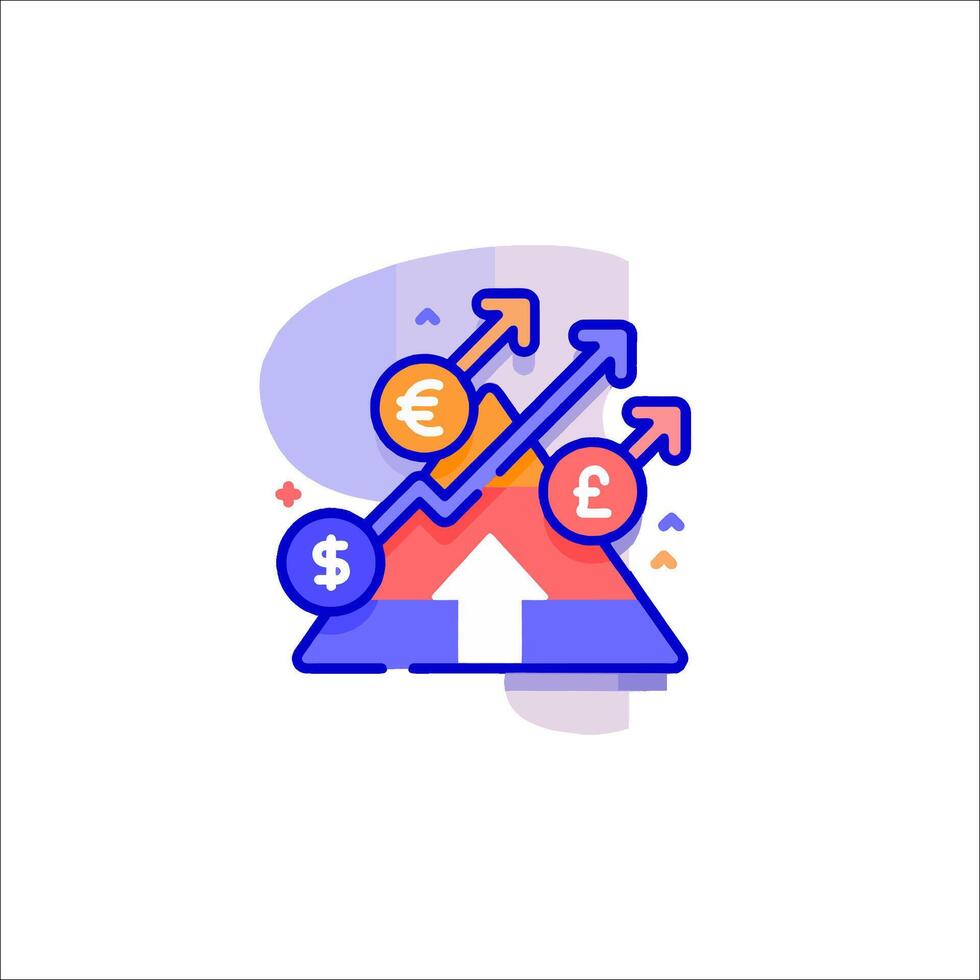 A flat line icon of a house with a dollar sign and an arrow vector