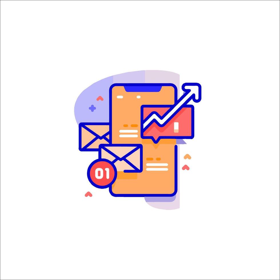 Email marketing icon with a phone and envelope vector