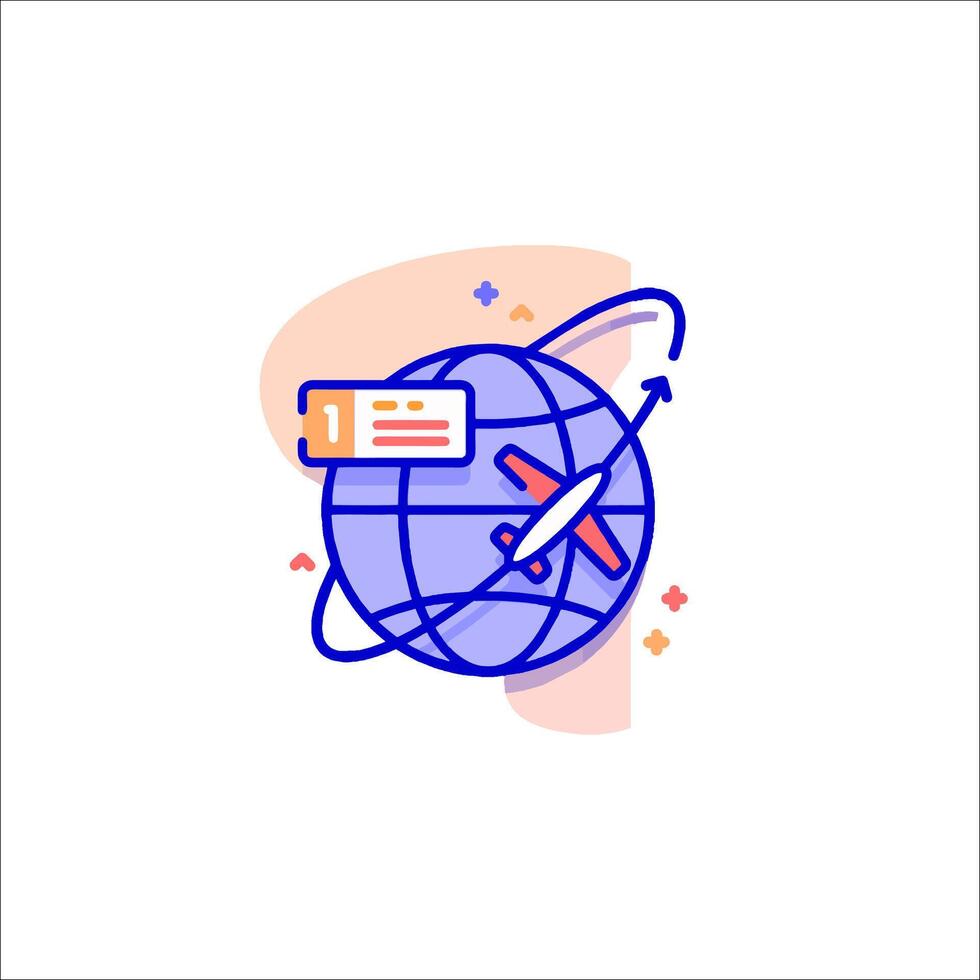 A globe with an airplane and a ticket vector