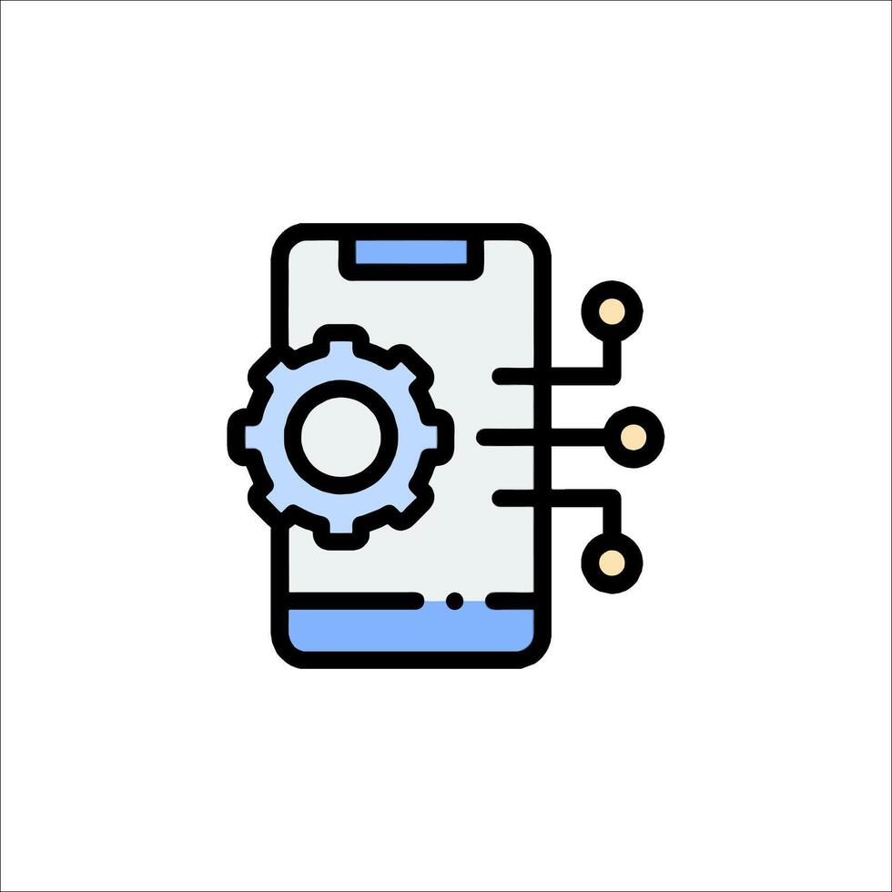 A smartphone with gears on it vector