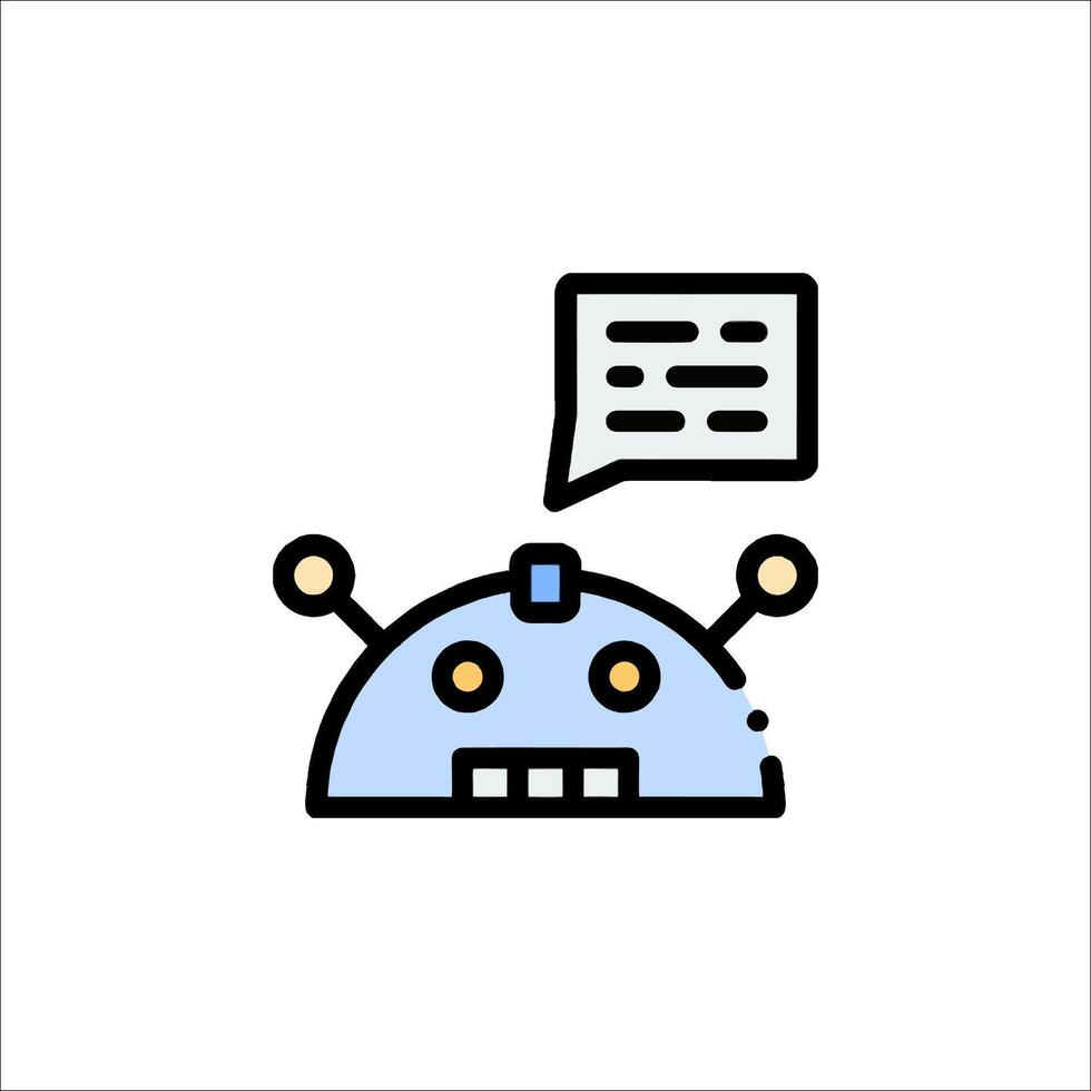 A robot with a speech bubble and a speech bubble icon vector