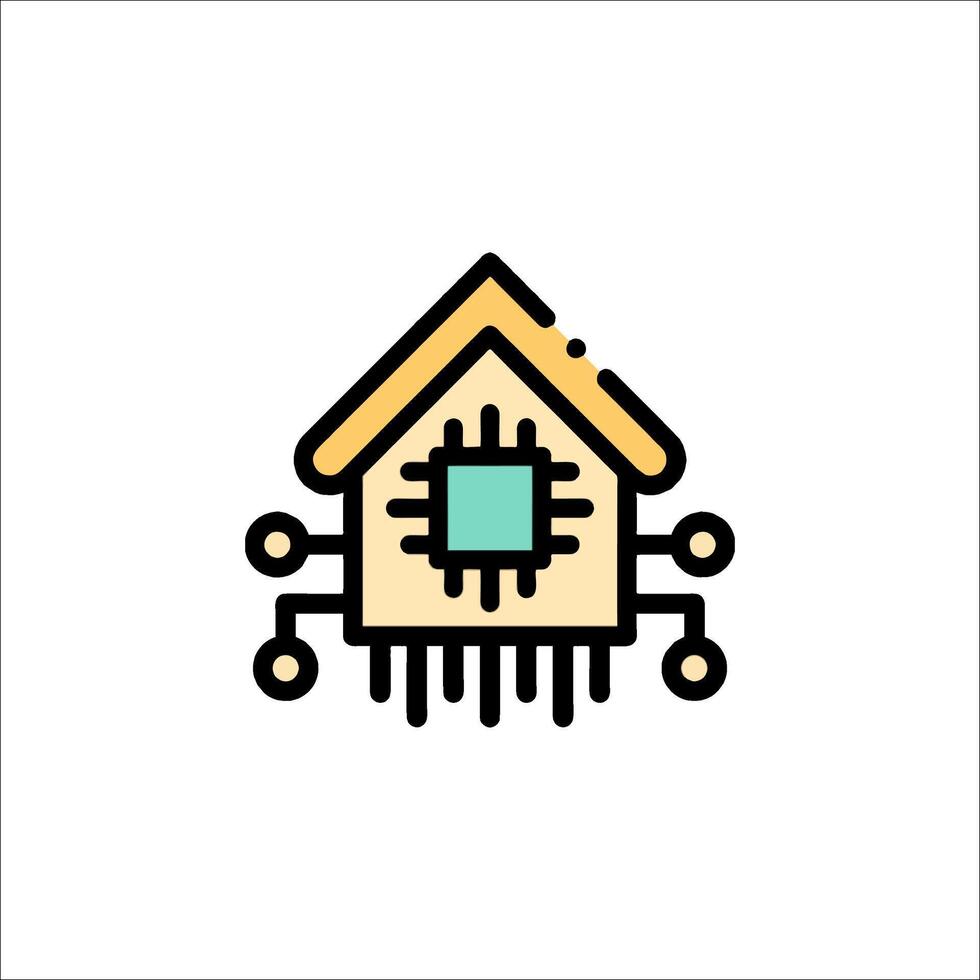 A house with a computer chip on it vector