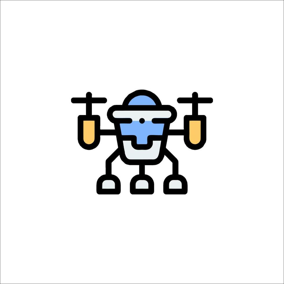 A robot with a helmet and a pair of scissors vector