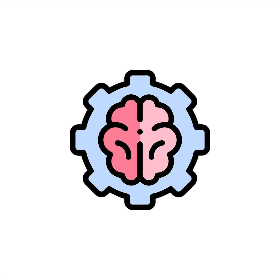 A brain inside a gear wheel icon vector