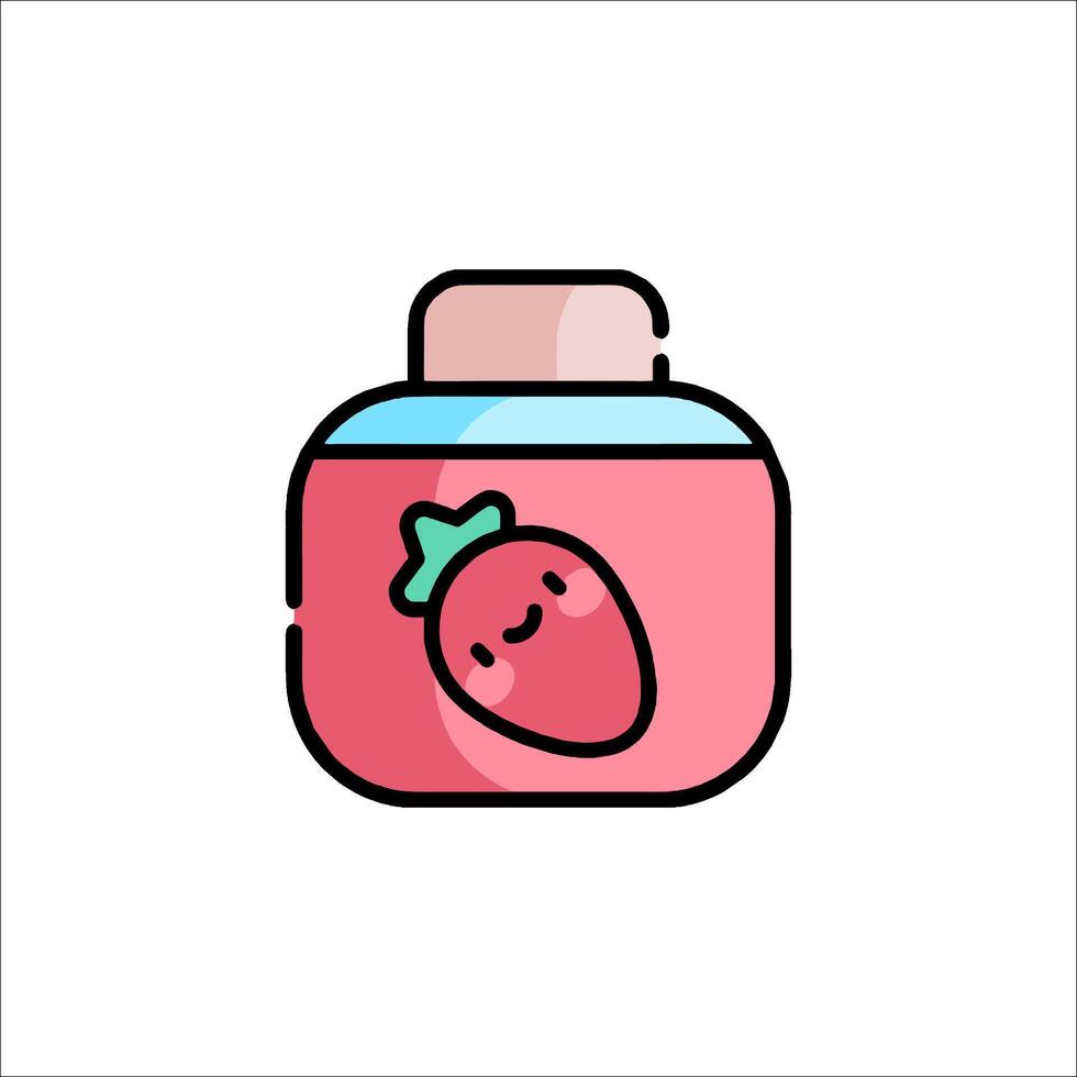 A strawberry jar with a cute face on it vector