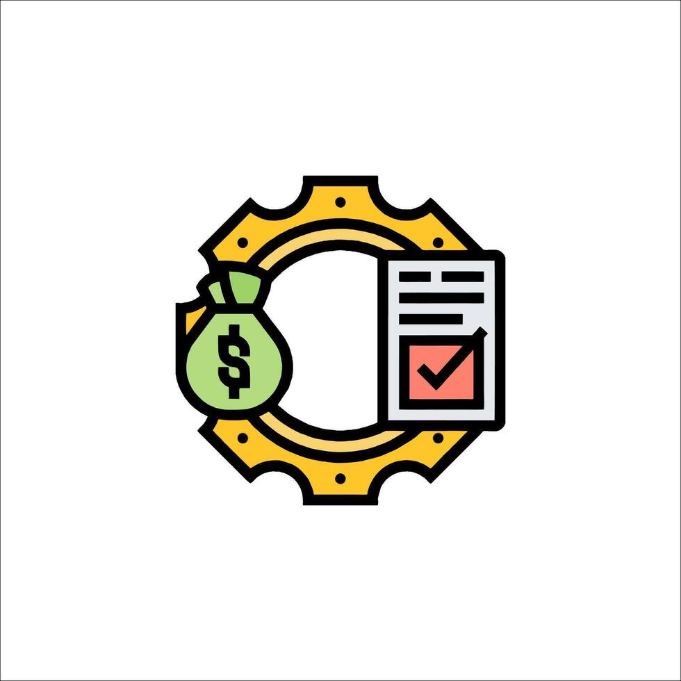 A green and yellow icon with a check box and money vector
