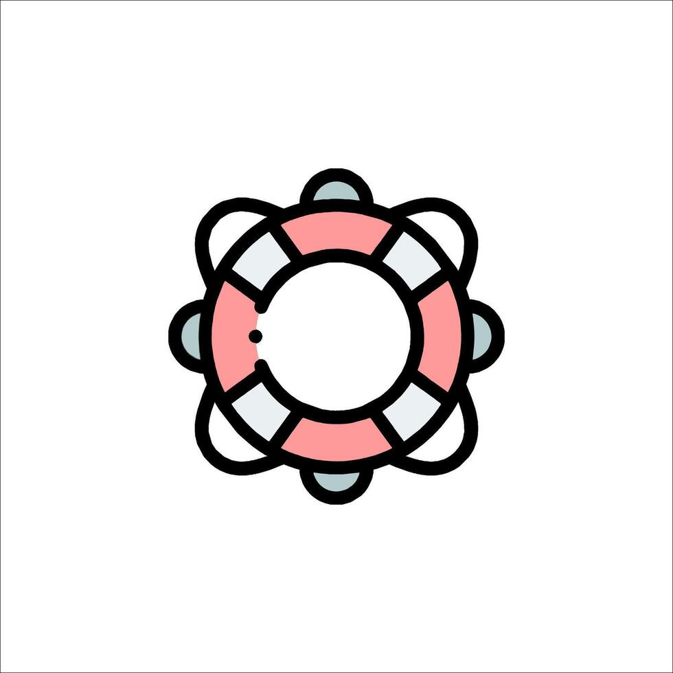 A pink and blue life preserver icon vector