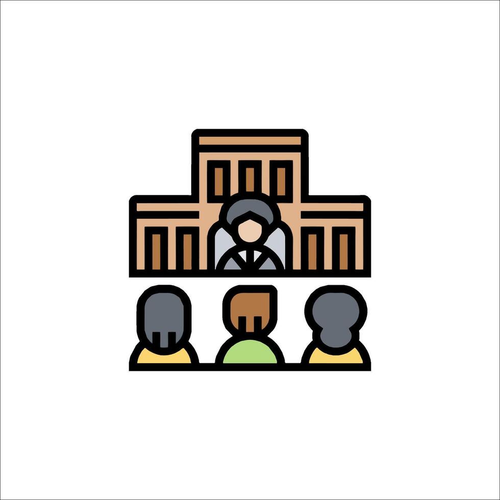 People in front of a building icon vector