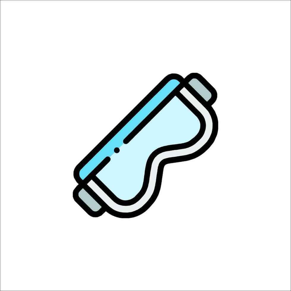 A blue and white icon of a pair of goggles vector