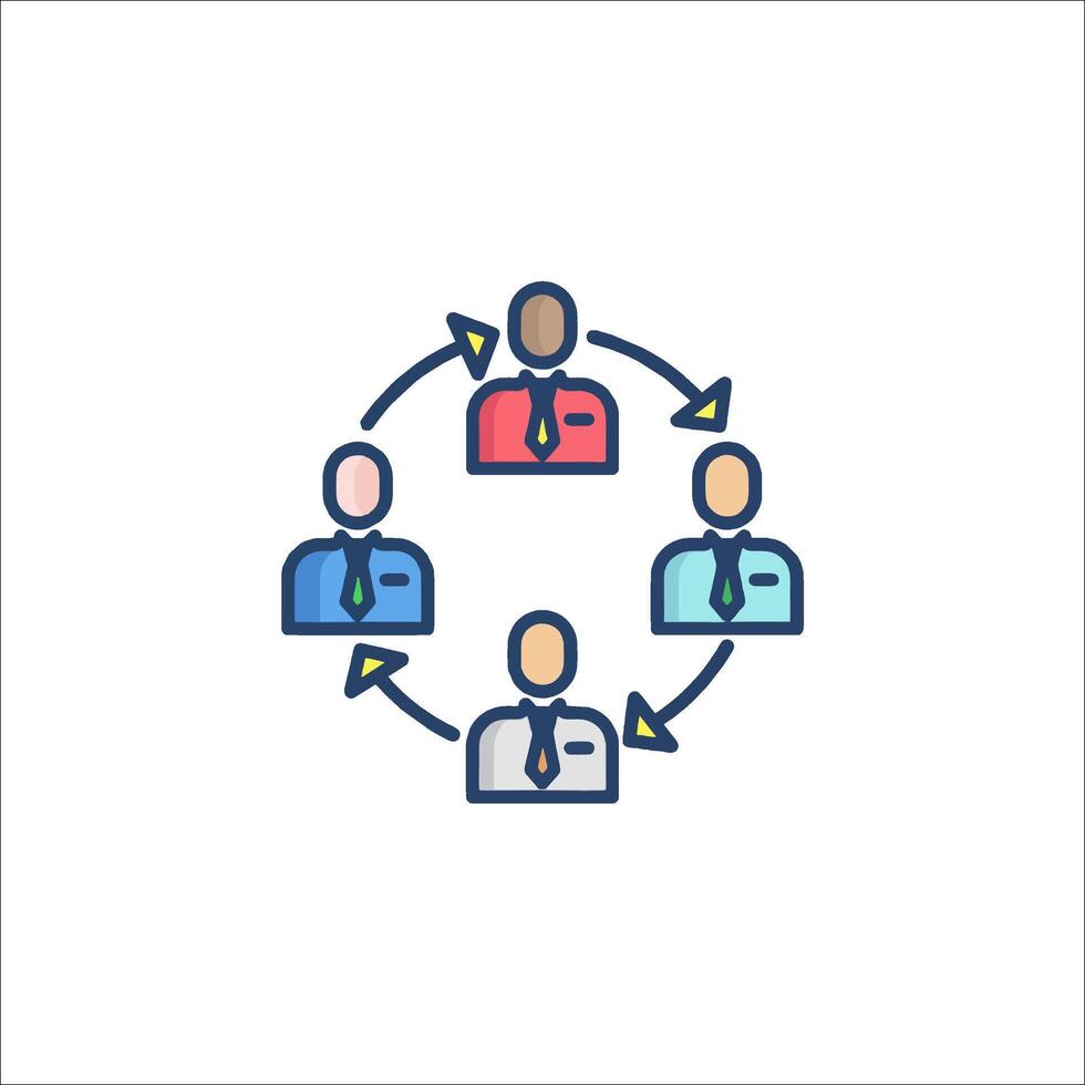 People in a circle with arrows and arrows vector