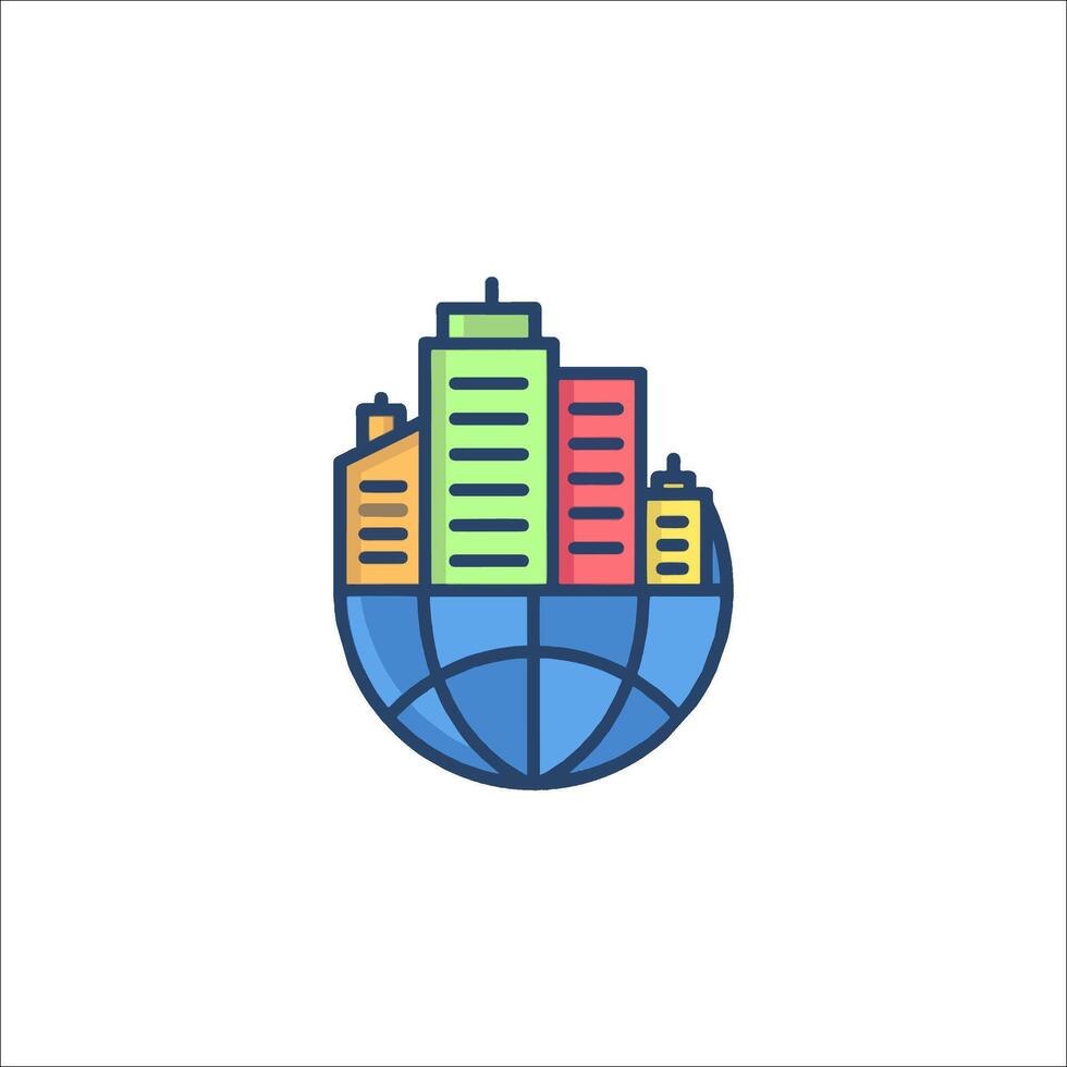 city on a globe icon vector