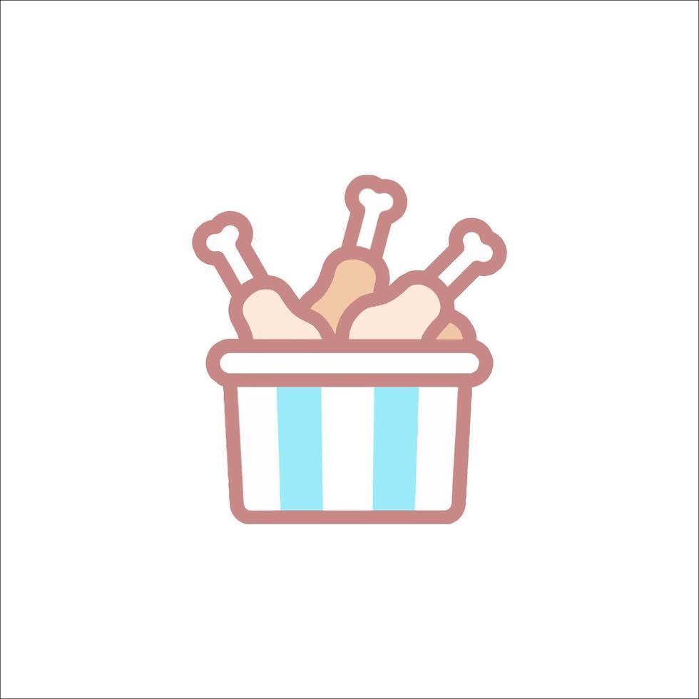 a basket full of chicken in a blue and white striped container vector