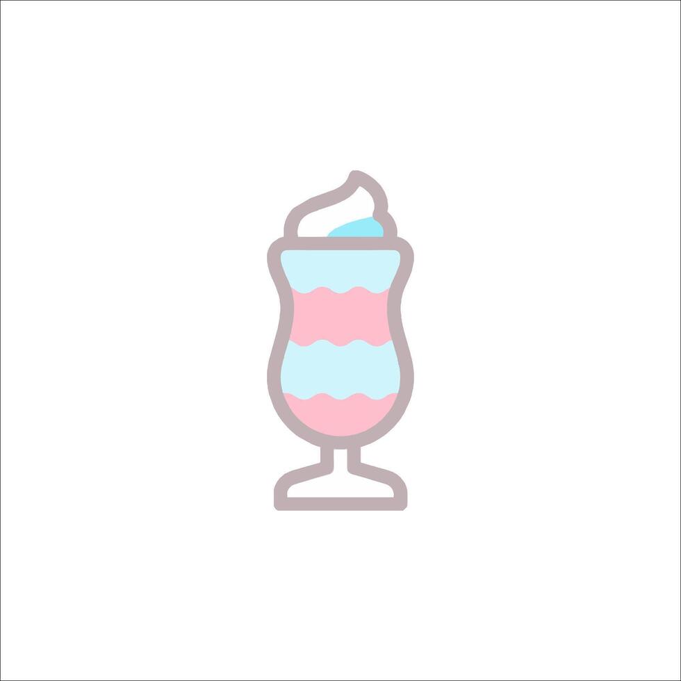 a pink and blue ice cream drink icon vector