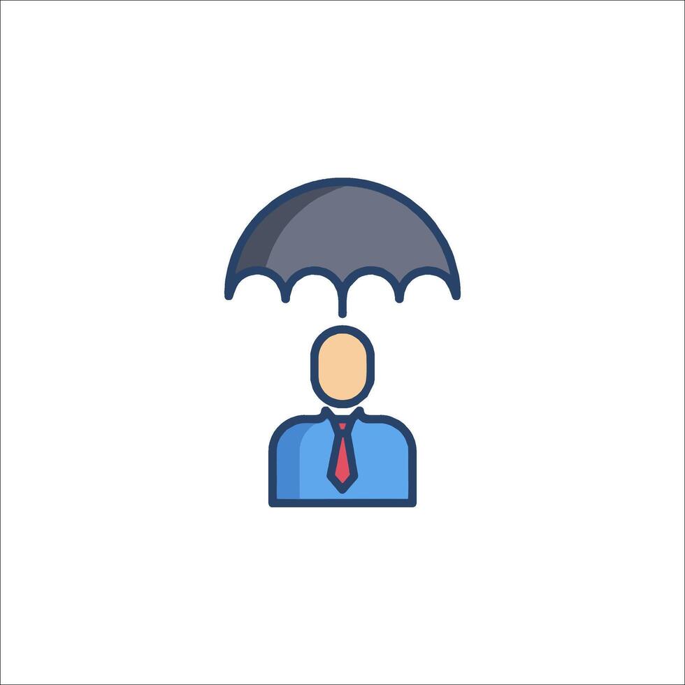 businessman under umbrella icon illustration vector