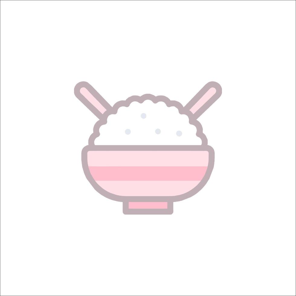 rice bowl icon with chopsticks on top vector