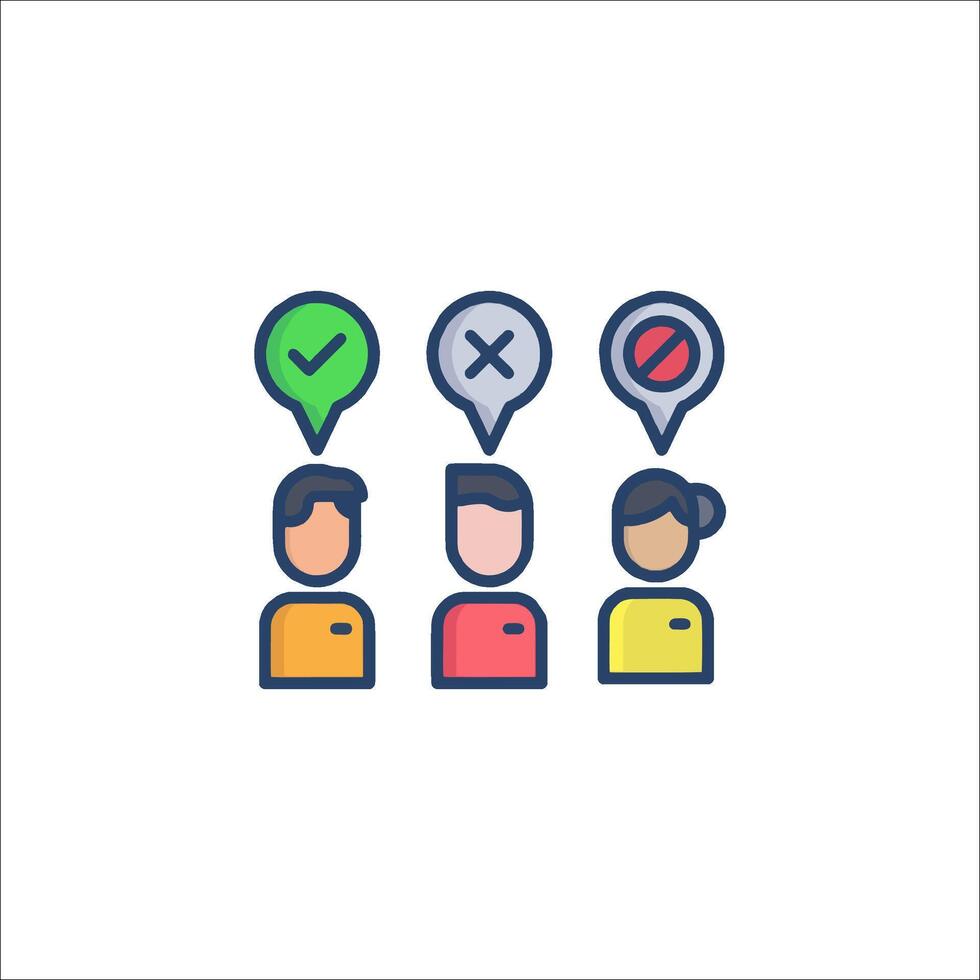 people with different colored icons on a white background vector