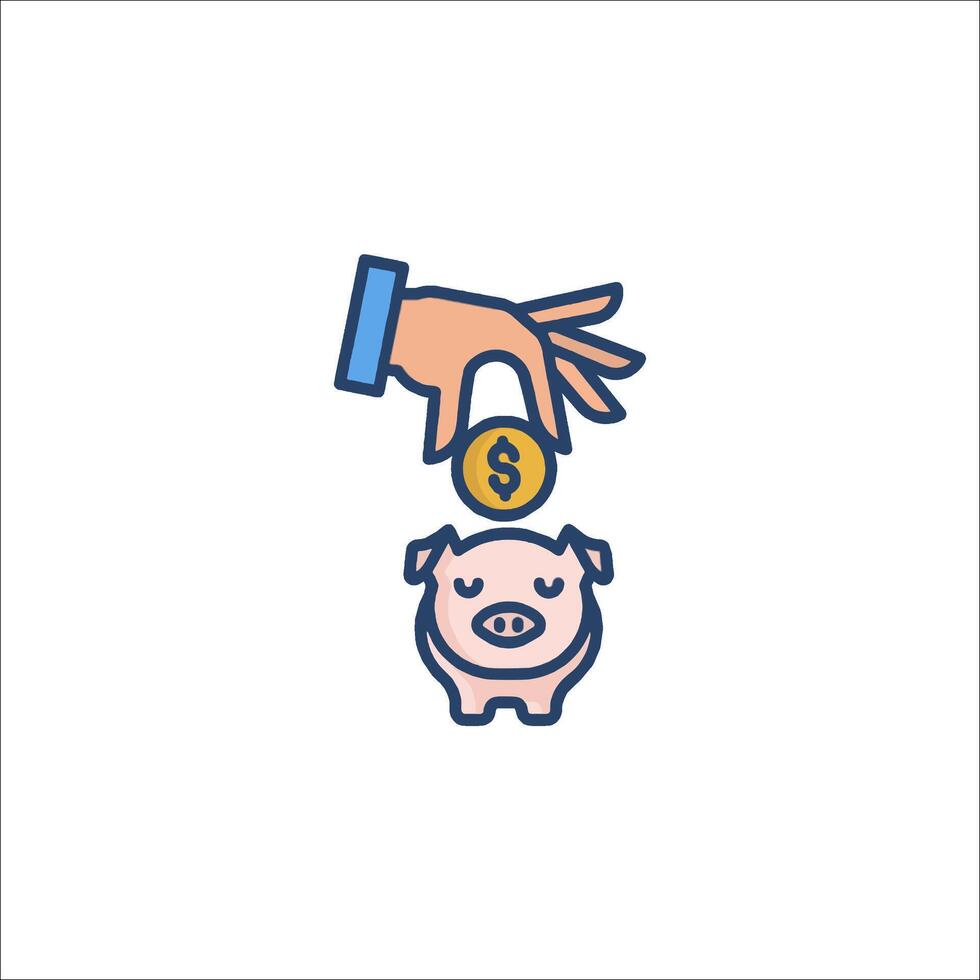 a hand is putting a coin into a piggy bank vector