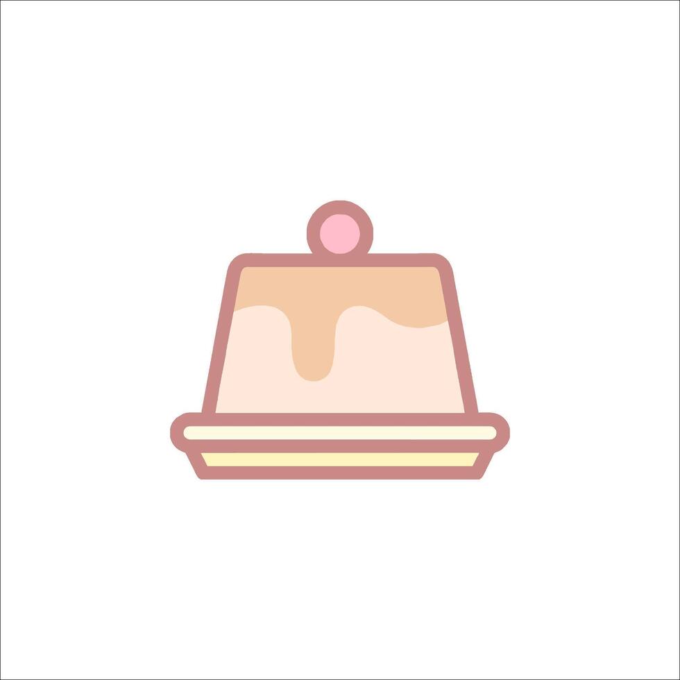 pudding icon in a square plate with a pink top vector