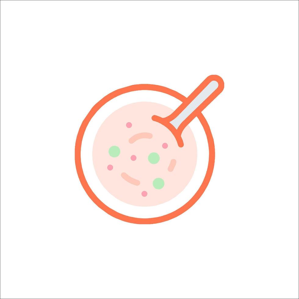 a bowl of fruit smoothie with a spoon vector