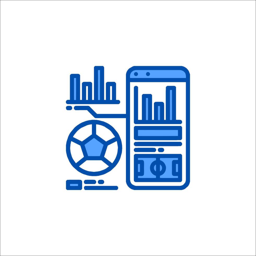 a smartphone with a soccer ball and a graph vector
