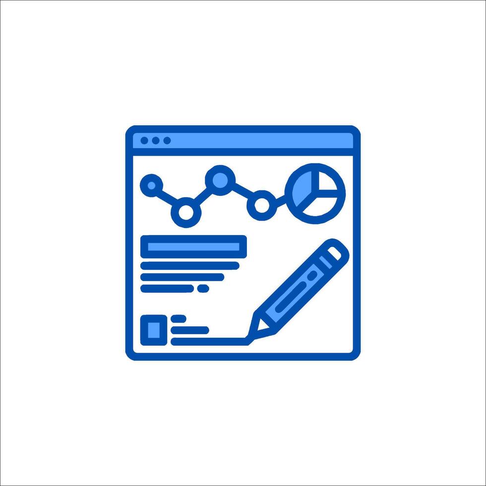a blue icon of a pen and a graph vector