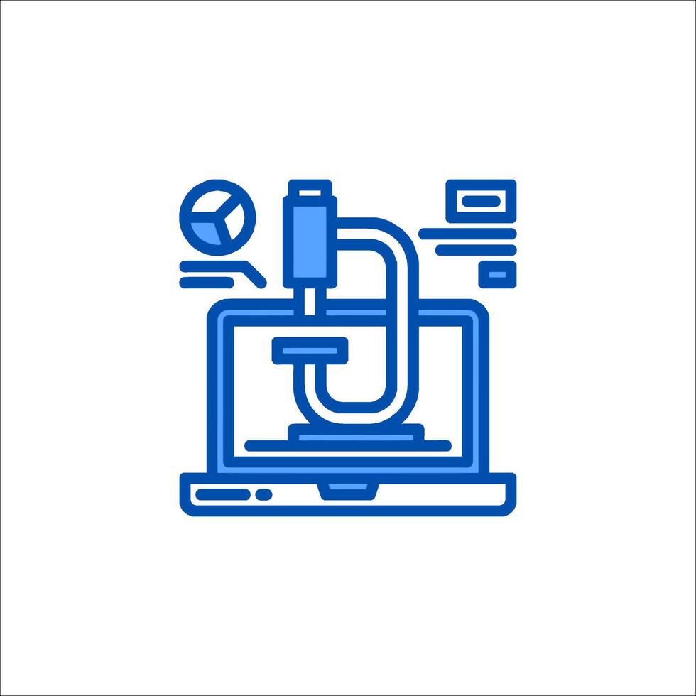 a laptop with a microscope icon vector