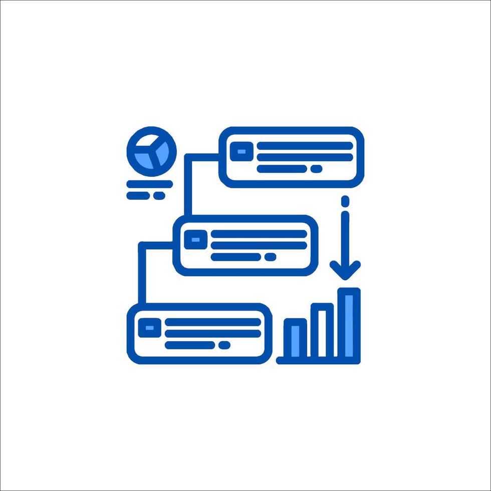 a blue icon of a computer with a bar graph vector