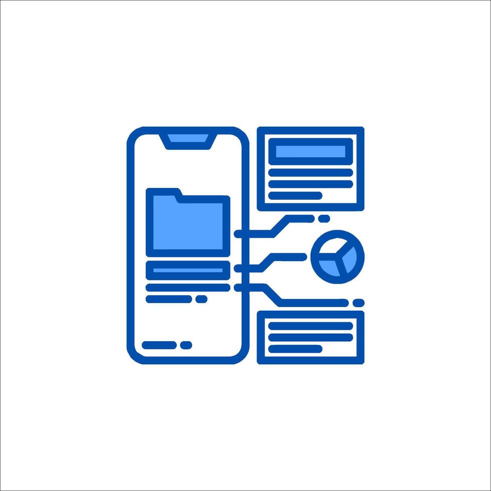mobile app icon, blue line design vector