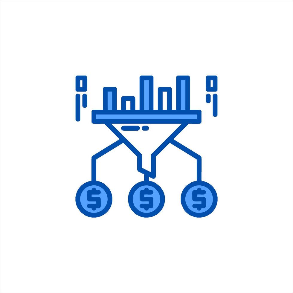 a funnel with money and graphs on it vector