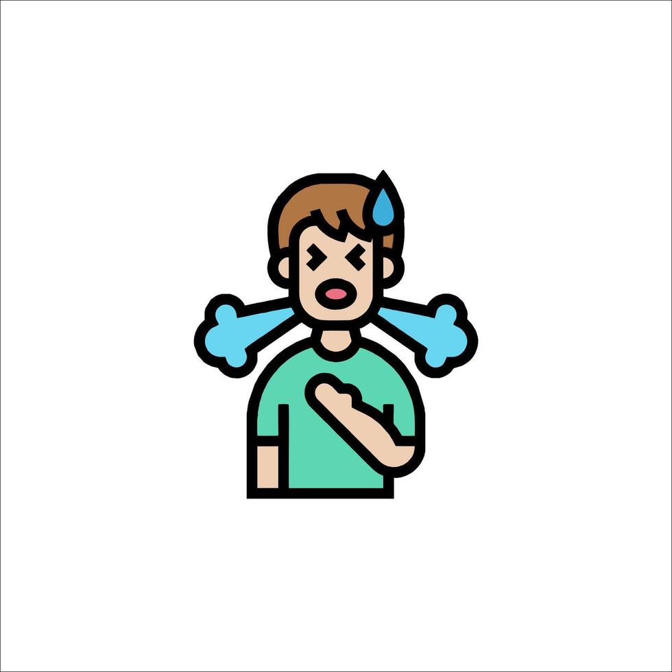 a man with a cold is holding his chest vector
