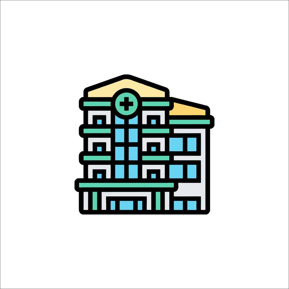 a building icon with a green and blue color scheme vector