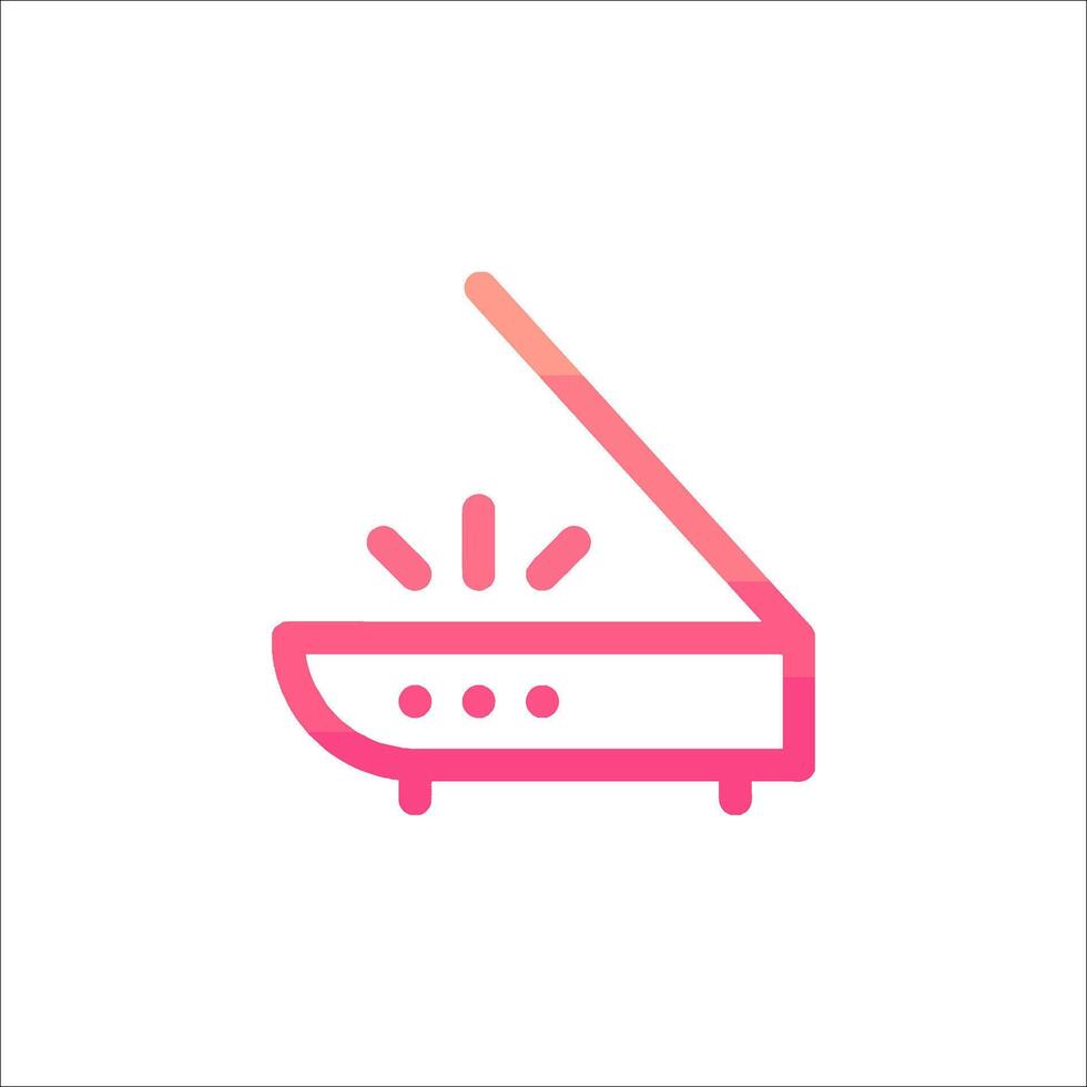 a pink and white icon of a printer vector