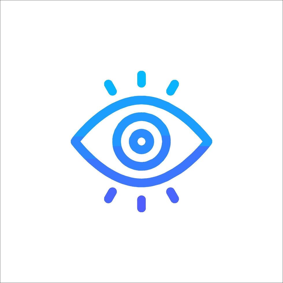 an eye icon with a blue light vector