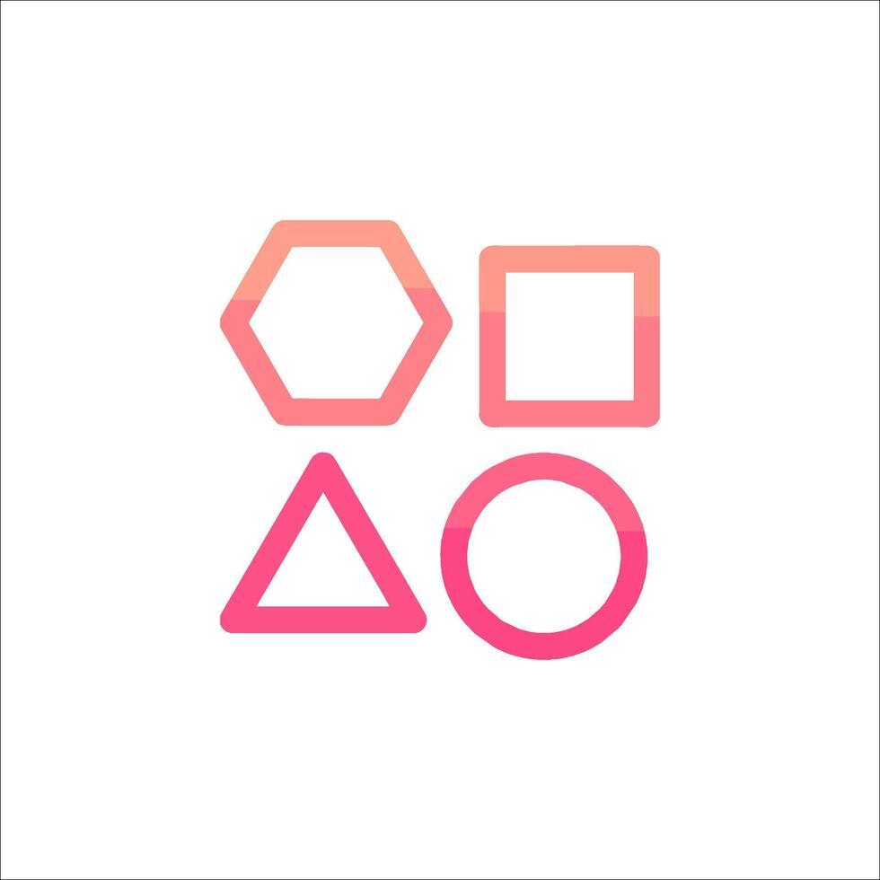a pink and white logo with four different shapes vector