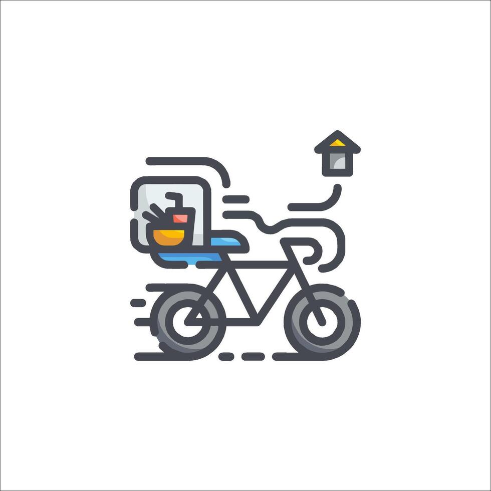 A bicycle with a box on the back and a bird on the side vector
