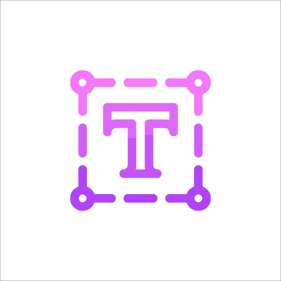 A purple and pink logo with the letter t vector
