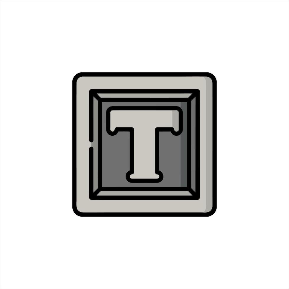 A letter t icon in a square box vector