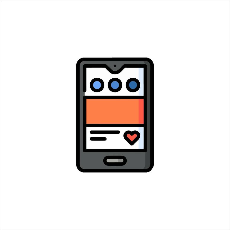 A phone with a heart on it and a message vector