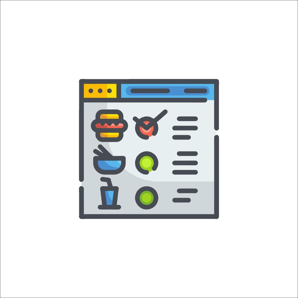 a menu icon with a hamburger and a check mark vector
