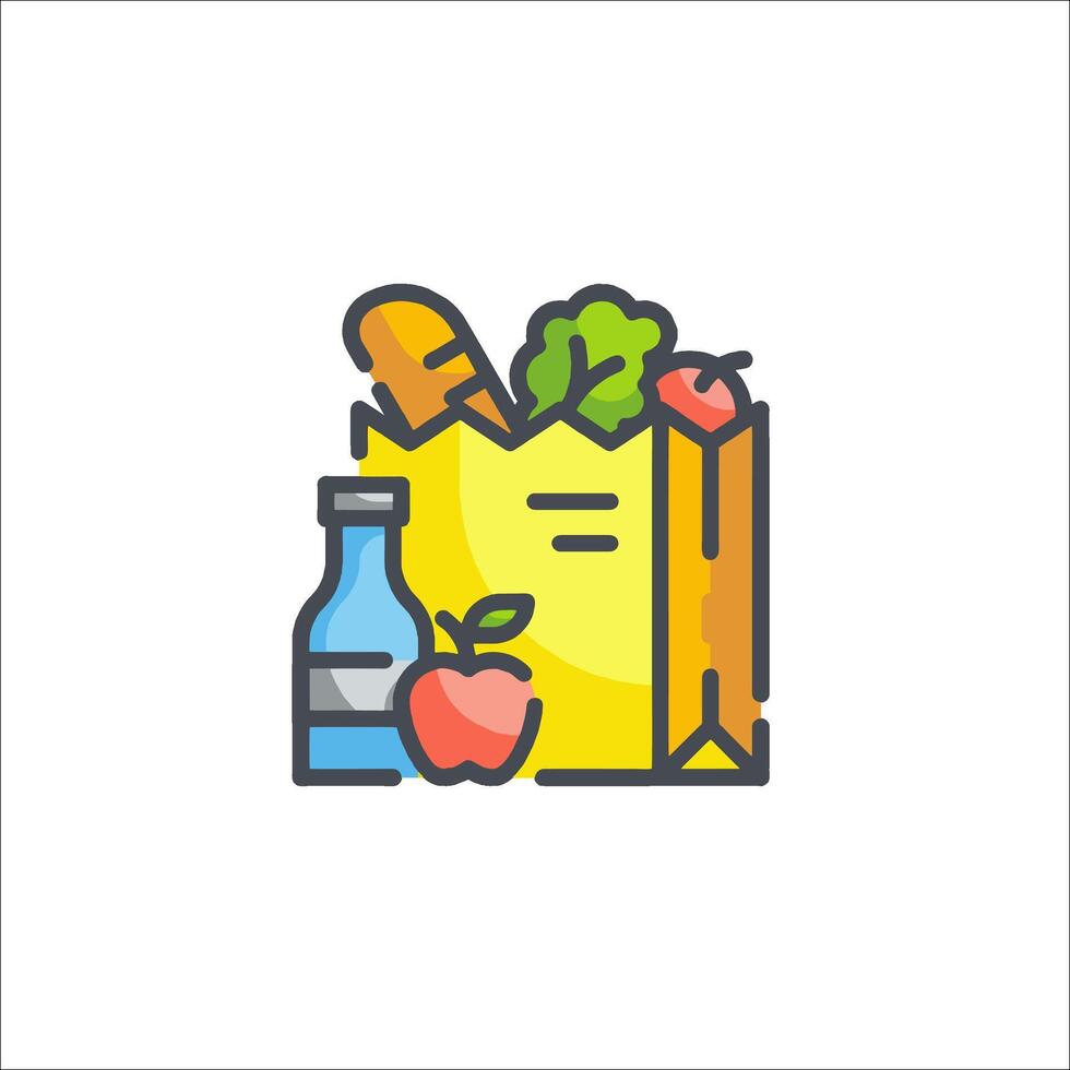 A grocery bag with food and drink vector
