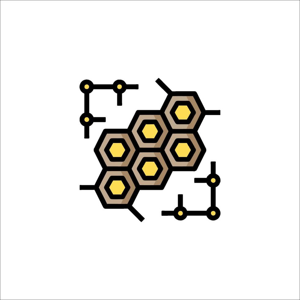 A honeycomb icon with a yellow and black background vector
