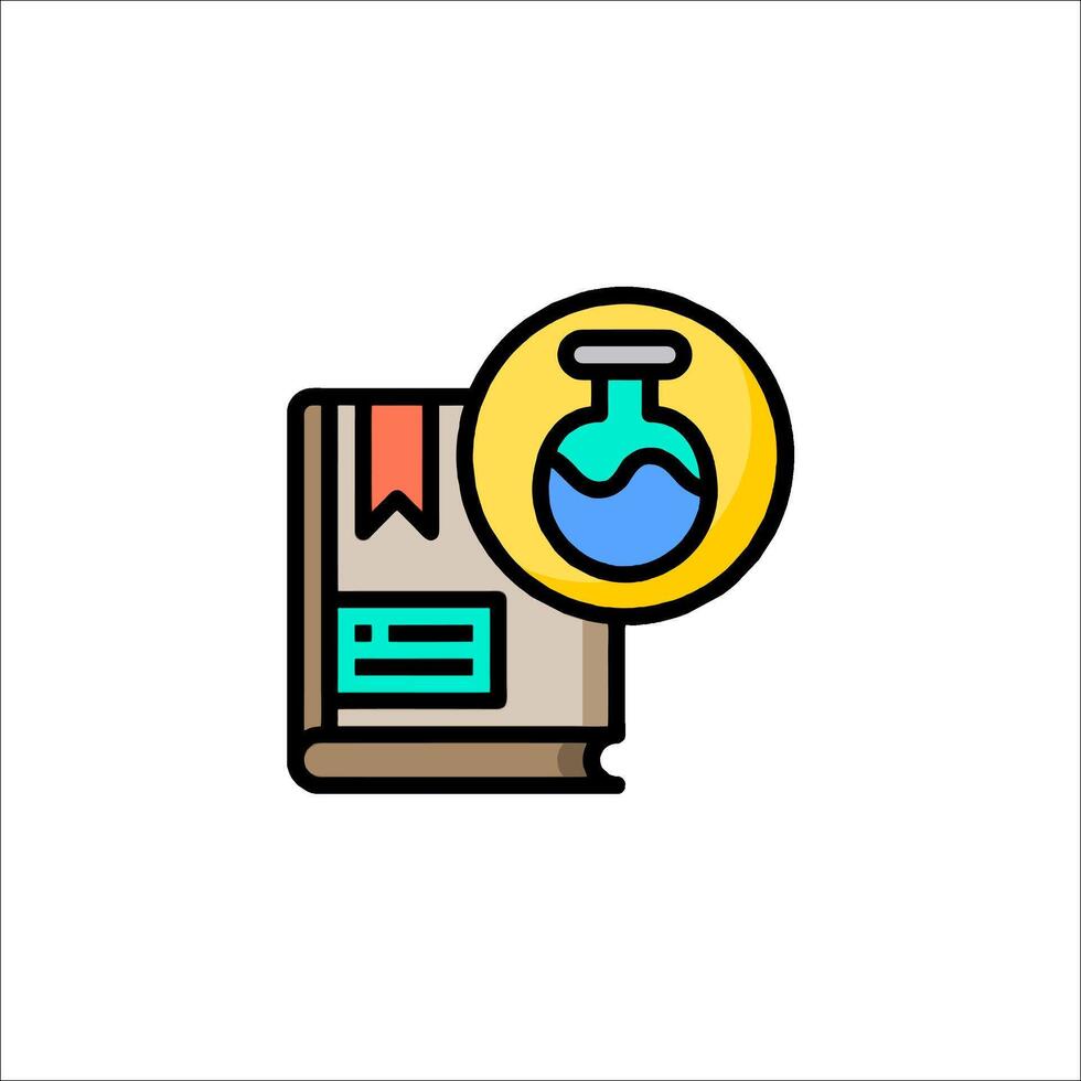 A book with a flask icon on it vector