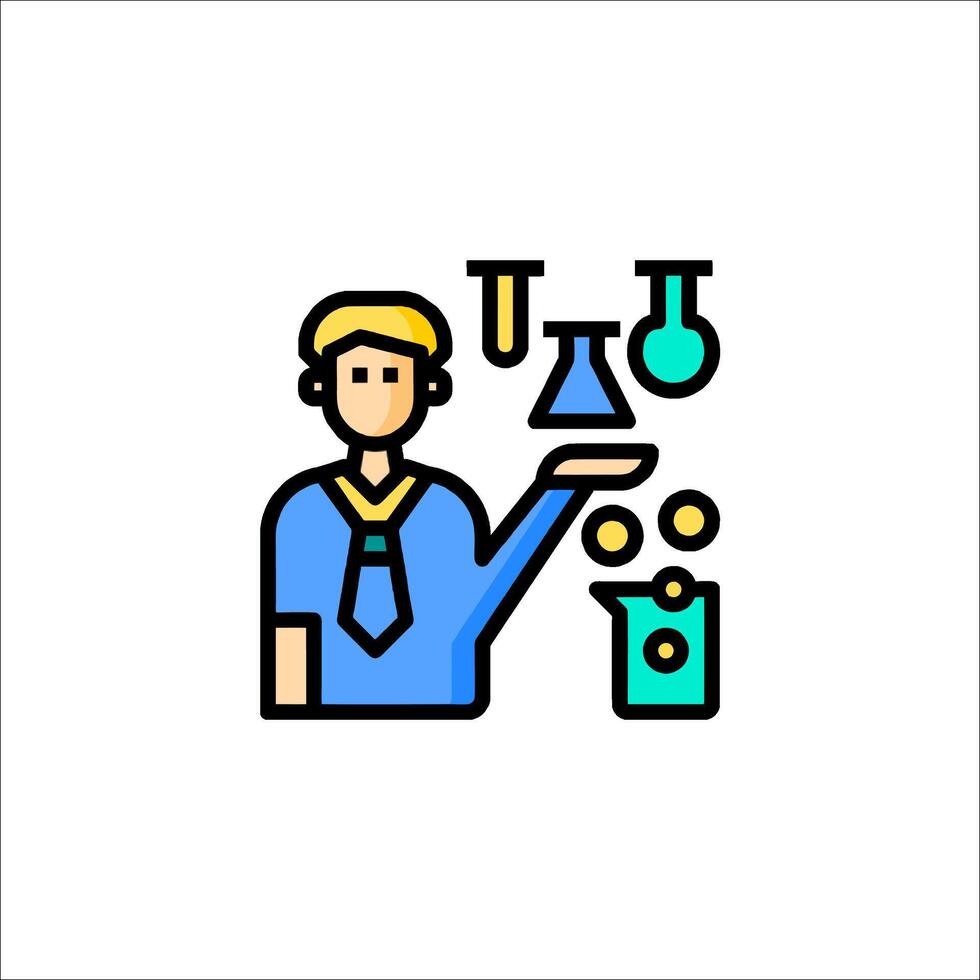 A man holding a flask and a test tube vector