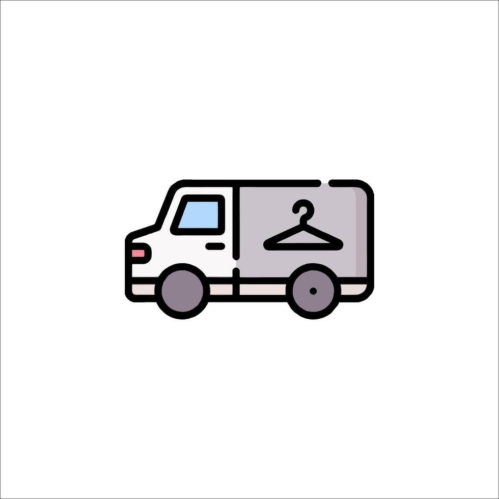 A delivery truck icon with a coat rack on the back vector