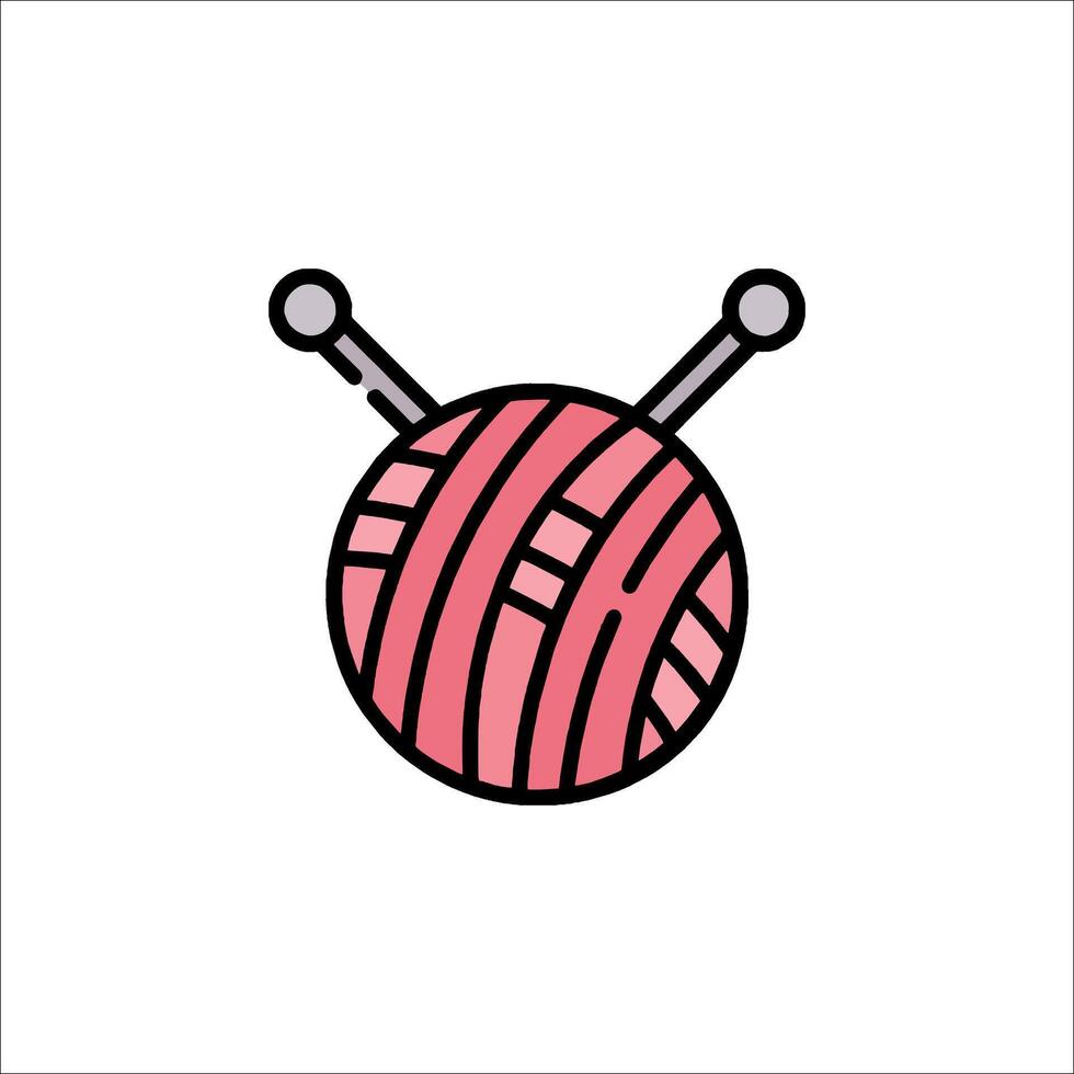 A ball of yarn with two knitting needles vector