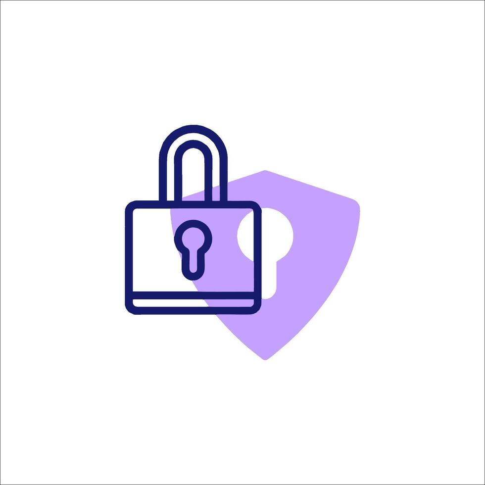 A purple lock icon on a white background vector