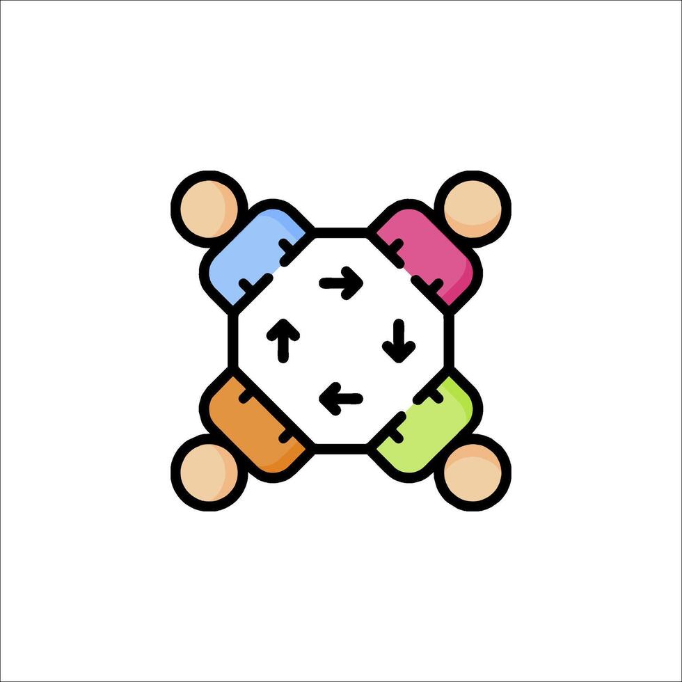 People in a circle with arrows pointing to each other vector