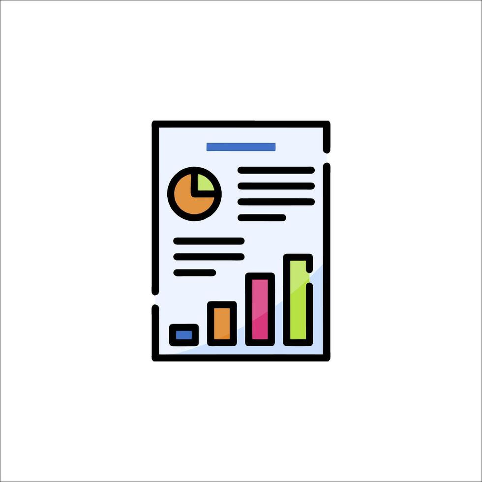 A document with a bar chart and a pie chart vector