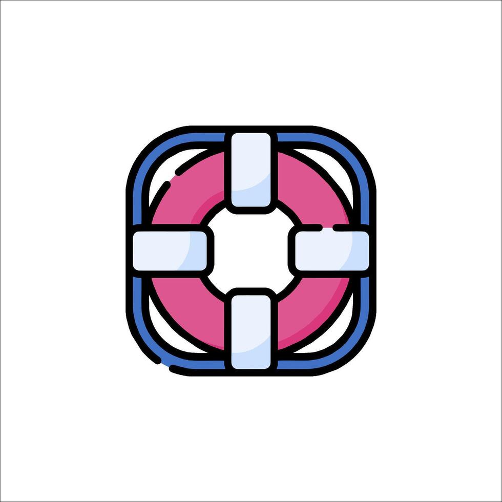 A pink and blue life preserver icon vector
